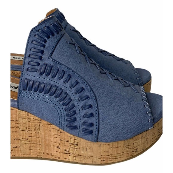 NEW Womens Not Rated Francie Blue Woven Wedge Sandals Shoes Open Toe Clogs 7.5 M - Picture 3 of 10